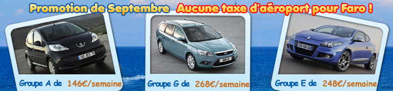 Nouvelle promotion pour septembre. Rabais pour location de voitures
